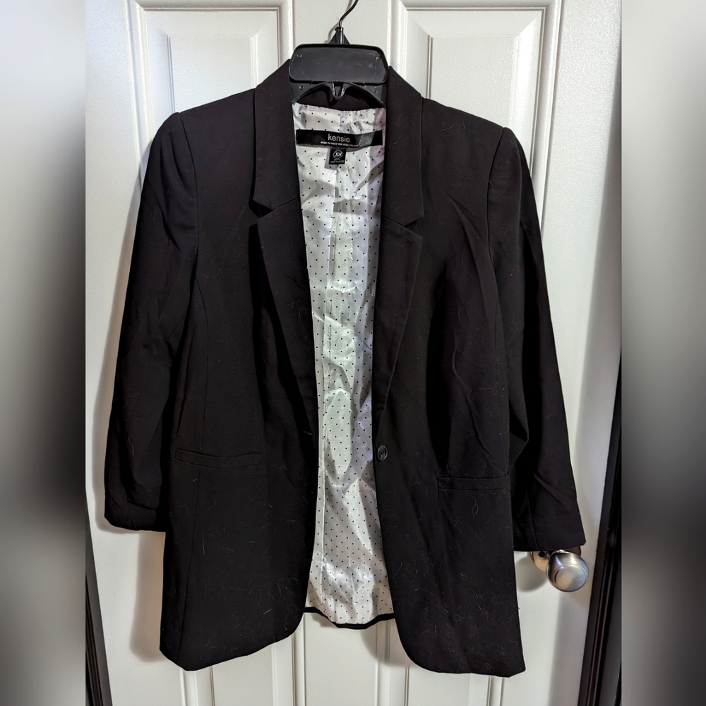 Black 3/4 sleeve one button blazer size XS
